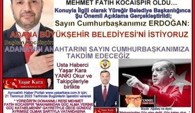 Ve… Beklenen Gerçekleşti;  Cumhur İttifakının Adana Reis Adayı Yüreğir’ın Ak Partili Belediye Başkanı Mehmet Fatih Kocaispir Oldu
