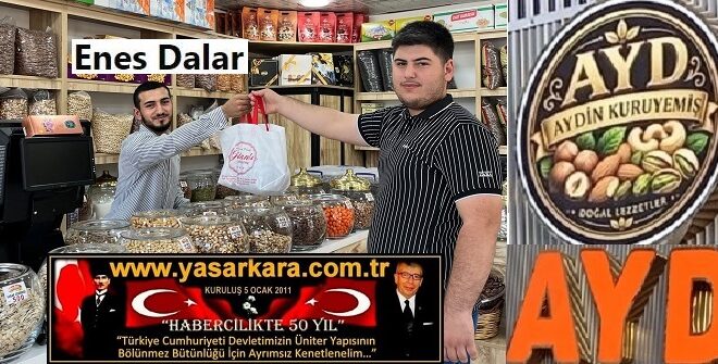 19 Yaşındaki Kardeş Enes DALAR’dan, İşletmeciliğini Ağabeyi Aydın Dalar’ın Yaptığı  Kuruyemişçiliğin Marka Adresi “AYD Kuruyemiş”te Müşterilere Layıkıyla Hizmet Verirken, Hem Müşterilerin Hemde;  Ailesine Verdiği  Destek İle Çevre Esnafın Takdirine Vesile Oluyor…