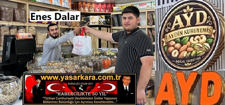 19 Yaşındaki Kardeş Enes DALAR’dan, İşletmeciliğini Ağabeyi Aydın Dalar’ın Yaptığı  Kuruyemişçiliğin Marka Adresi “AYD Kuruyemiş”te Müşterilere Layıkıyla Hizmet Verirken, Hem Müşterilerin Hemde;  Ailesine Verdiği  Destek İle Çevre Esnafın Takdirine Vesile Oluyor…